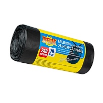 Мешки для мусора 240 л, черные, в рулоне 10 шт., ПНД 40 мкм, 1250х1000 мм, Крепак, 4607075710153 во Владимире