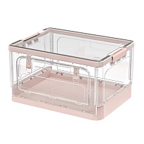 Ящик пластиковый складной прозрачный коричневый, дно розовое,490х360х280 мм, с колесиками во Владимире