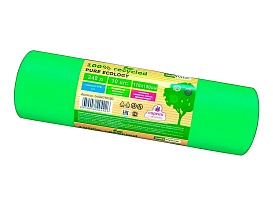 Мешки для мусора 240 л, ароматизированные, биоразлагаемые, зеленые, в рулоне 10 шт., ПВД 40 мкм, 1500х1100 мм, PURE ECOLOGY, bio24010120 во Владимире
