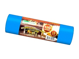 Мешки для мусора 120 л, с завязками, синие, в рулоне 10 шт., ПНД, 15 мкм, 800х750 мм, VIP, Z12010blue во Владимире Мешки для мусора 120 л, с завязками, синие, в рулоне 10 шт., ПНД, 15 мкм, 800х750 мм, VIP, Z12010blue во Владимире