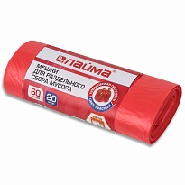 Мешки для мусора 60 л, красный, в рулоне 20 шт., ПНД, 10 мкм, 680х580 мм, LAIMA, 606702 во Владимире Мешки для мусора 60 л, красный, в рулоне 20 шт., ПНД, 10 мкм, 680х580 мм, LAIMA, 606702 во Владимире