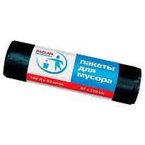 Мешки для мусора 160 л, черные, в рулоне 20 шт., ПВД, 30 мкм, 1200х870 мм, PACLAN Professional, 604082 во Владимире
