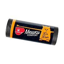 Мешки для мусора 30 л, черные, в рулоне 30 шт., ПНД, 7 мкм, 560х480 мм, Comfort, М0291 (МН 30-30ч) во Владимире