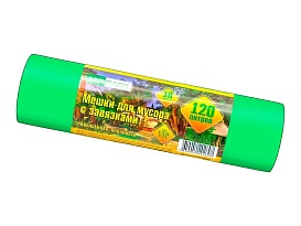 Мешки для мусора 120 л, с завязками, зеленые, в рулоне 10 шт., ПНД, 15 мкм, 800х750 мм, VIP, Z12010green во Владимире Мешки для мусора 120 л, с завязками, зеленые, в рулоне 10 шт., ПНД, 15 мкм, 800х750 мм, VIP, Z12010green во Владимире