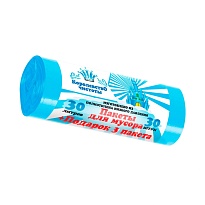 Мешки для мусора 30 л, голубые, в рулоне 30 шт. + 3 пакета в подарок, ПНД, 5 мкм, 560х480 мм, Королевство Чистоты, МК3964 (ПЭКЧ-30-30г) во Владимире