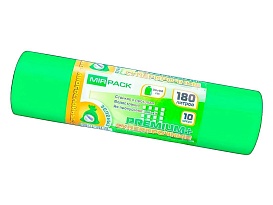 Мешки для мусора 180 л, ароматизированные, зеленые, в рулоне 10 шт., ПВД, 35 мкм, 1100х930 мм, PREMIUM+, 180105301 во Владимире