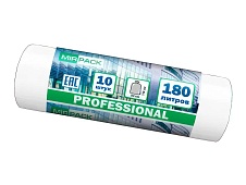 Мешки для мусора 180 л, прозрачные, в рулоне 10 шт., ПВД, 30 мкм, 1100х930 мм, PROFESSIONAL, 180104408