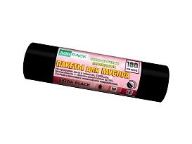 Мешки для мусора 180 л, ароматизированные, черные, в рулоне 10 шт., ПВД, 50 мкм, 1100х930 мм, EXTRA black, 18008301 во Владимире