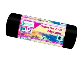 Мешки для мусора 30 л, черные, в рулоне 20 шт., ПНД, 7 мкм, 600х500 мм, MIRPACK Classik, 302040 во Владимире
