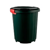 Мусорный бак с крышкой - воронкой на колесах 105 л темно-зеленый