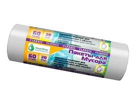 Мешки для мусора 60 л, белые, в рулоне 20 шт., ПНД, 7 мкм, 700х600 мм, MIRPACK Classik, 602052 во Владимире