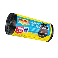 Мешки для мусора 180 л, черные, в рулоне 30 шт., ПНД, 20 мкм, 1150х800 мм, Крепак, 4607075710139 во Владимире Мешки для мусора 180 л, черные, в рулоне 30 шт., ПНД, 20 мкм, 1150х800 мм, Крепак, 4607075710139 во Владимире