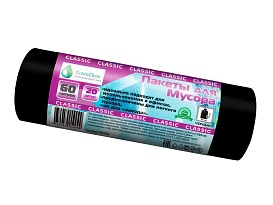 Мешки для мусора 60 л, черные, в рулоне 20 шт., ПНД, 7 мкм, 700х600 мм, MIRPACK Classik, 602050 во Владимире