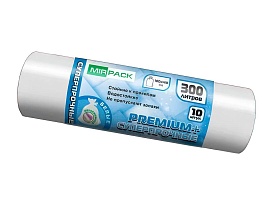 Мешки для мусора 300 л, белые, в рулоне 10 шт., ПВД 70 мкм, 1400х1000 мм, PREMIUM+, 300101602 во Владимире