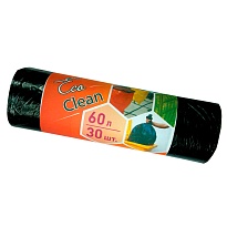 Мешки для мусора 60 л, черные, в рулоне 30 шт., ПНД, 6 мкм, 640х580 мм, Концепция Быта EcoClean, 603890 во Владимире