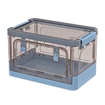 Ящик пластиковый складной прозрачный коричневый, дно синее, 360х235х230 мм, с колесиками во Владимире