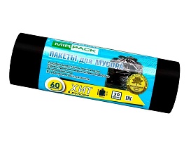 Мешки для мусора 60 л, ароматизированные, черные, в рулоне 20 шт., ПНД, 8 мкм, 800х600 мм, ХИТ, 6020867 во Владимире