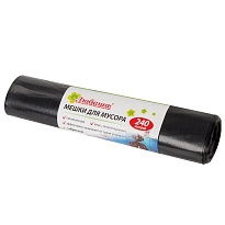Мешки для мусора 240 л, черные, в рулоне 5 шт., ПВД 30 мкм, 1300х900 мм, Любаша, 605338 во Владимире