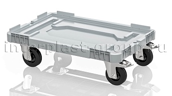 Тележка пластиковая сплошная 2 колеса с тормозом усиленная серая во Владимире