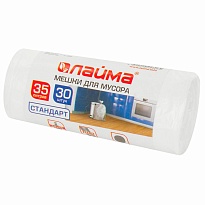Мешки для мусора 35 л, белые, в рулоне 30 шт., ПНД, 6 мкм, 550х480 мм, LAIMA, 605538 во Владимире