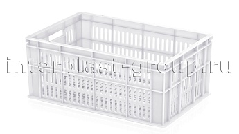 Ящик для молока, мяса, овощей и фруктов большая перфорация дно сплошное белый во Владимире Ящик для молока, мяса, овощей и фруктов большая перфорация дно сплошное белый во Владимире