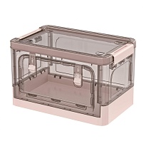 Ящик пластиковый складной прозрачный коричневый, дно розовое, 360х235х230 мм, с колесиками во Владимире